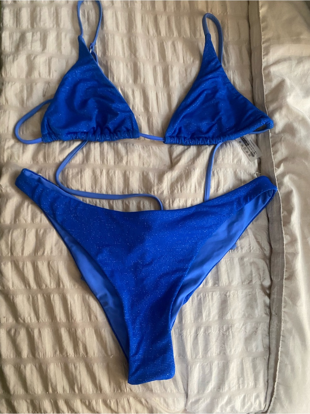 Royal Blue Sparkle Triangle Bikini Set